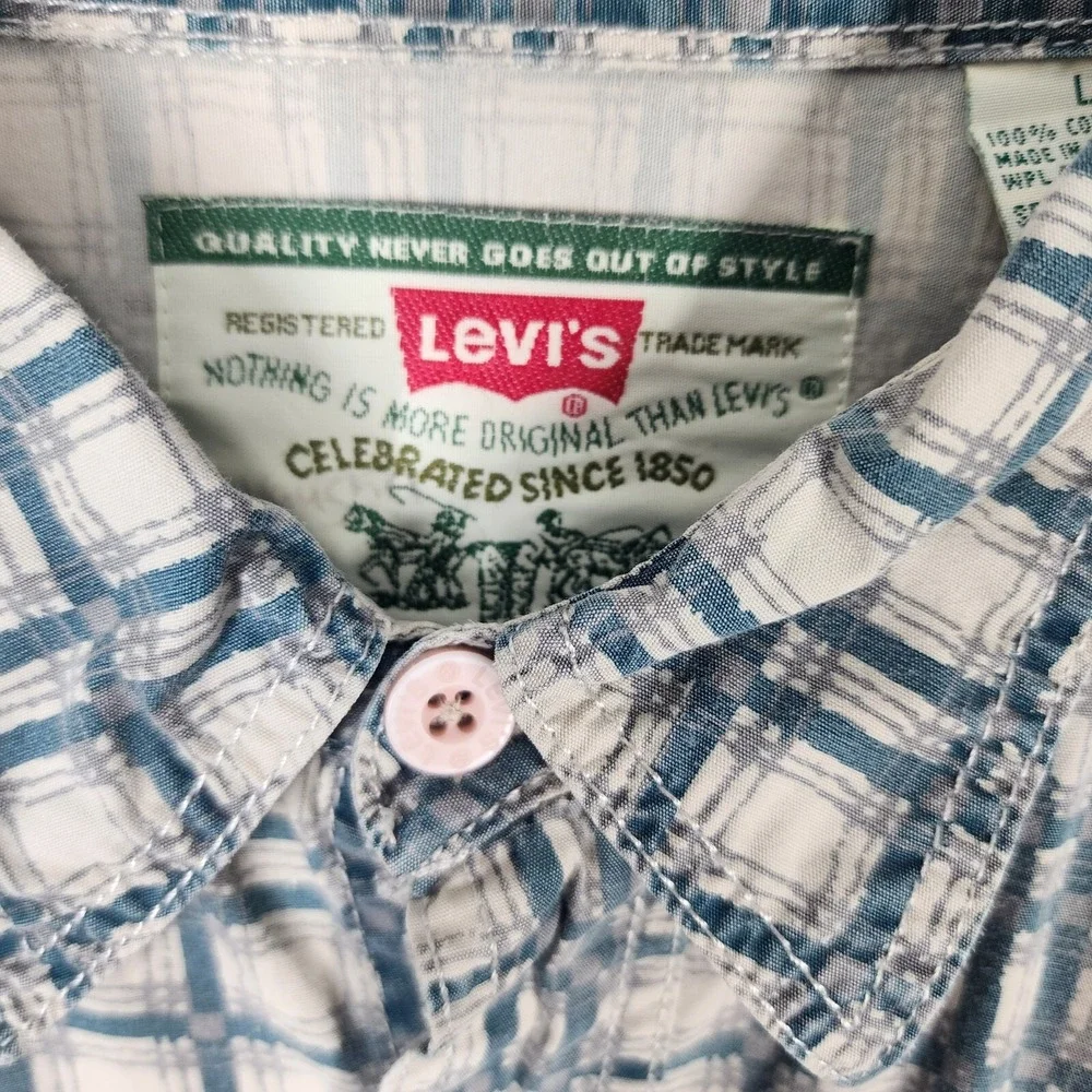 Vintage Mens Size L Levi Strauss & Co Long Sleeve Button Up Plaid Shirt
